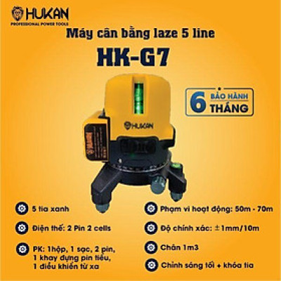 MÁY CÂN BẰNG LASER 5 LINE HK-G7 HUKAN  (2 PIN + 1 SẠC ) - HÀNG CHÍNH HÃNG