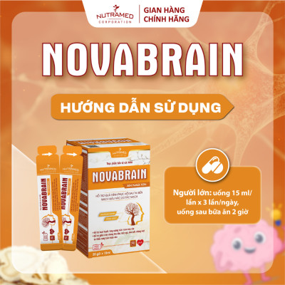 Gói uống Novabrain hỗ trợ ngăn ngừa và phục hồi tai biến mạch máu não do tắc mạch (20 gói) - Nutramed