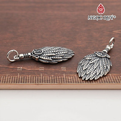 Charm bạc treo lông vũ họa tiết âm dương - Ngọc Quý Gemstones
