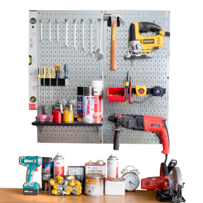 Bảng treo dụng cụ Pegboard cơ khí SMLIFE WB2 - Mô đun 2 tấm bảng treo dụng cụ làm bằng thép mạ kẽm hoa dày 1,2mm + bộ móc treo sơn tĩnh điện màu đen - Giúp lưu trữ dụng cụ trực quan, dễ tìm kiếm - Combo dành cho gia đình