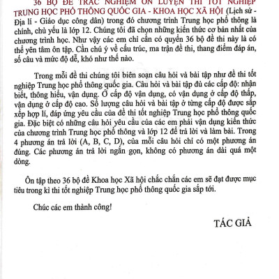 36 Bộ Đề Trắc Nghiệm Ôn Luyện Thi THPT Quốc Gia 2022 - Khoa Học Xã Hội (Lịch Sử - Địa Lí - Giáo Dục Công Dân)