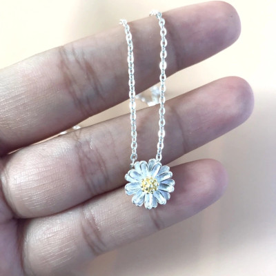 Dây Và Mặt Dây Chuyền Bạc Hiểu Minh DMD240 hoa cúc bạc ý