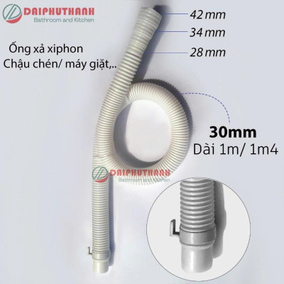 Ống Nối Dài Xi Phông Chậu Rửa Chén Máy Giặt Dài 1m Đến 1m4 - Phụ kiện xi phông chậu rửa chén