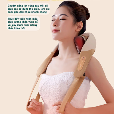 Máy massage cổ vai gáy Nikio NK-139 - Pin sạc, tặng túi xách, nhiệt nóng, động cơ không chổi than êm ái bền bỉ