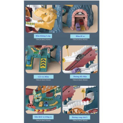 Đường hầm khủng long, bộ đường đua hầm sư tử kèm gara