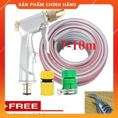 Bộ dây vòi xịt nước ️ , tăng áp 3 lần, loại 7m, 10m 206701 đầu đồng, cút,nối vàng + mở chai