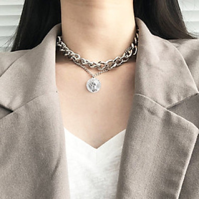 Dây chuyền bản to xích 2 tầng ấn tượng rock roll cá tính