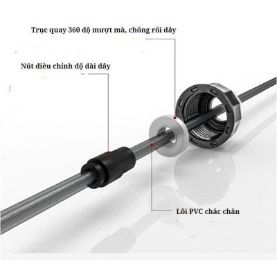 Combo 2 Dây Nhảy Lõi Thép Thể Lực Tập Thể Dục, Thể Thao, MUAY BOXING KICKBOXING 2,7m Siêu Bền Chỉnh Được Độ Dài