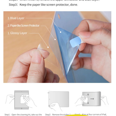 Dán màn hình Paperlike cho iPad 12.9 inch 2018/2020/2021/2022 hiệu WIWU nhám chống xước, chống bám vân tay, cảm giác viết vẽ như trên giấy cao cấp - Hàng chính hãng