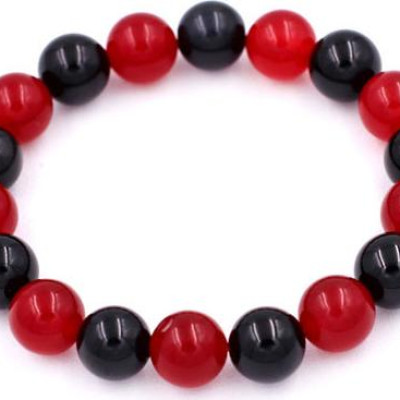 Vòng tay chuỗi hạt đá thạch anh đỏ đen 10 ly 18 hạt