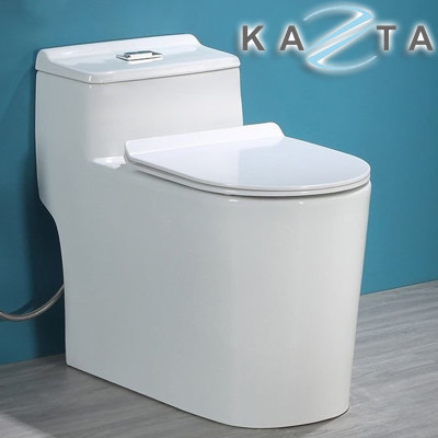 COMBO Thiết Bị Nhà Tắm Cao Cấp KAZTA KZ-CBT02: Bồn cầu liền khối, Lavabo âm bàn đá, Gương đèn, Sen tắm đứng nóng lạnh, kèm phụ kiện