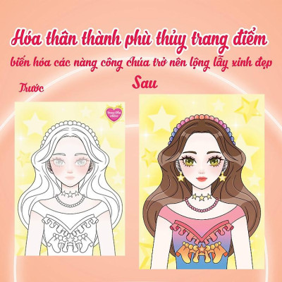 Sách Trang điểm Công chúa Hàn Quốc (Tô màu và bóc dán hơn 100+ stickers cho bé)