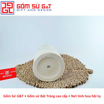 Lọ hoa dáng phích miệng loe vẽ hoa loa kèn Gốm Sứ G&T