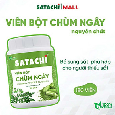 Viên Bột Chùm Ngây Nguyên Chất SATACHI – 100% Lá Chùm Ngây – Dạng Viên Tiện Lợi – Hộp 180 viên