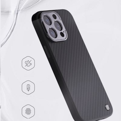 Ốp Lưng Sợi Carbon Chống Rơi Chống Trượt Cho Iphone 14 Pro Max, 15 Pro , 15 Pro Max hiệu Nillkin CarboProp hỗ trợ sạc từ có giá đỡ bảo vệ camera - Hàng nhập khẩu