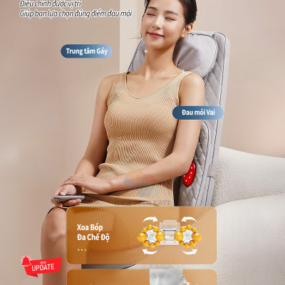 Đệm Massage Toàn Thân 918-7 Chế Độ Massage 3D, Tích Hợp Nhiệt Hồng Ngoại, 3 Cường Độ Xoa Bóp, 3 Mức Rung và Chườm Nóng, hàng chính hãng