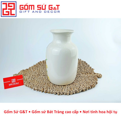 Lọ hoa dáng phích vai vuông vẽ cúc họa mi Gốm Sứ G&T