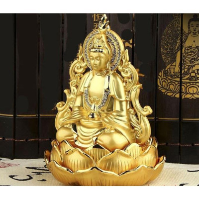 Tượng Phật Quan Âm Trang Trí Xe Ô Tô , Tượng Phật Bà Dát Vàng Chất Lượng Cao