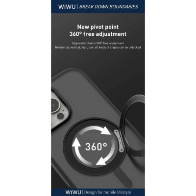 Ốp Lưng cho  iPhone 16 Pro Max , 16 Pro Lưng Nhám hiệu WIWU Armor Ultra Chống Sốc Kèm Giá Đỡ Kim Loại Ring Stand Xoay 360° Hỗ Trợ Sạc Không Dây - Hàng chính hãng