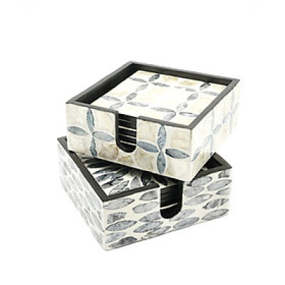 Lót ly vuông khảm trai ECOHUB bộ 6 miếng