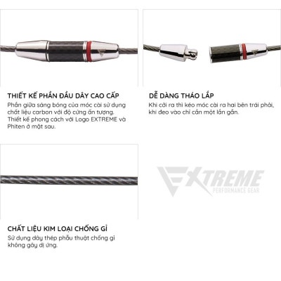 Vòng cổ Phiten Rakuwa wire extreme carbon TG794052/TG794152