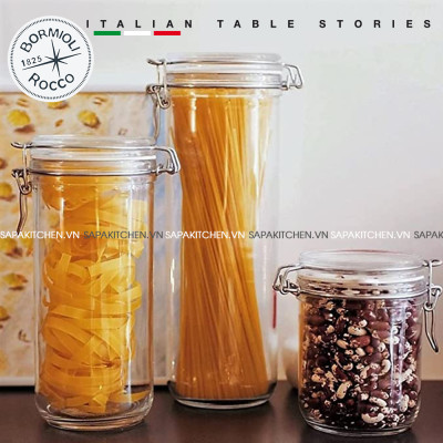 Hũ thủy tinh nắp cài Fido 750ml thân cao - Bormioli Rocco - Italy