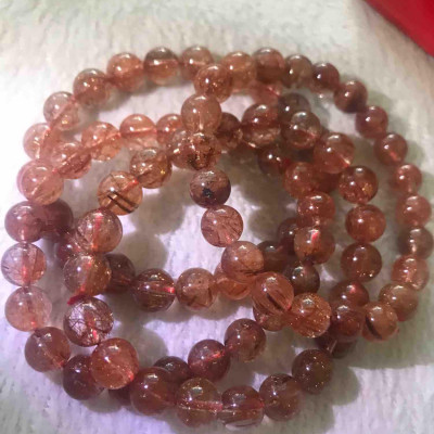 VÒNG TÓC ĐỎ THẠCH ANH ĐẸP SIZE 9mm NỮ mạng HOẢ THỔ ĐÁ THIÊN NHIÊN BẮT ÁNH KIM MẠNH