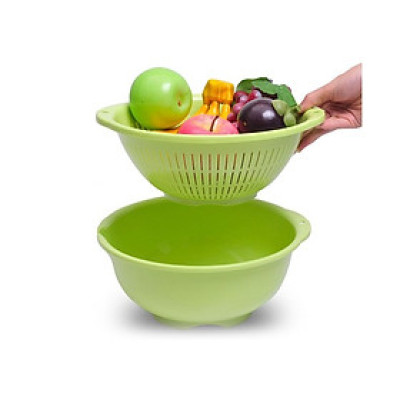 Rổ nhựa tròn Sanada Seiko 3.6L, thiết kế thẳng đứng với nhiều lỗ tròn thoáng khí xung quanh giúp rau củ không bị úng nước - nội địa Nhật Bản