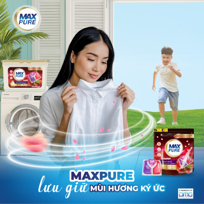 Combo 10 túi viên giặt Maxpure hương Đắm Say  tặng 1 túi viên giặt hương Đắm Say