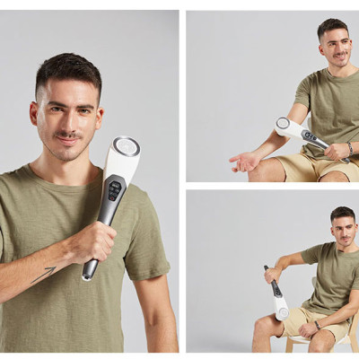 Máy mát xa cầm tay pin sạc 5 đầu, 5 chế độ, 6 tốc độ PULI PL-620DC - Cán tay cầm dài, hỗ trợ điều trị đau nhức mỏi toàn thân