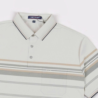 Áo Polo Nam VIỆT PHÁP Form Luxury - Thun Lụa Lạnh Sọc, lịch lãm, sang trọng 50654