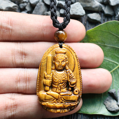 Mặt Dây Chuyền Bất Động Minh Vương Đá Mắt Hổ Ngọc Quý Gemstones (5 x 3 cm)