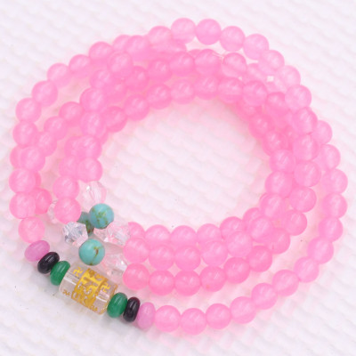 [Mệnh Hỏa, Thổ] Bộ Vòng Chuỗi, Tràng Hạt 108 Hạt 6 Ly Đá Thạch Anh Hồng Phấn Charm Lục Tự Chân Ngôn - Tràng Chuỗi Niệm Phật - An Yên - Thịnh Vượng - May Mắn - Tài Lộc