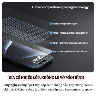 Cường lực Full viền kèm khung cho iPhone 16 Pro Max / 16 Pro / 16 Plus hiệu Nillkin CP+ PRO Phủ Nano, vát cạnh 2.5D, lớp Olephobic - Hàng nhập khẩu