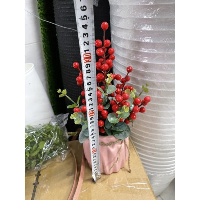 Bình đào đông đỏ giả cắm sẵn - cao 35cm - Cây giả, hoa lụa Decor trang trí nhà cửa