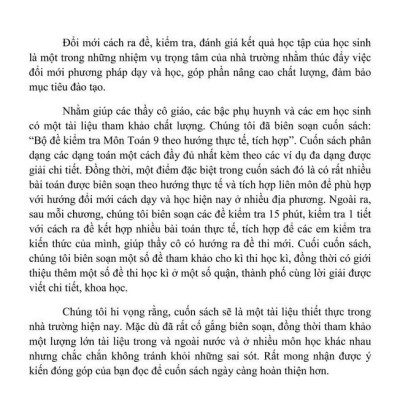 Bộ Đề Kiểm Tra Môn Toán 9 Theo Hướng Thực Tế, Tích Hợp