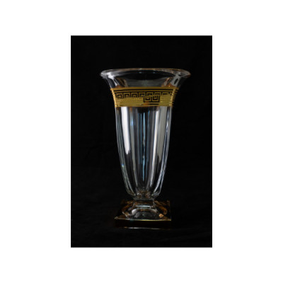 Bình hoa pha lê Tiệp BOHEMIA 1344 cao 35.5 cm, hoa văn mạ vàng, kiểu dáng sang trọng, hiện đại - Hàng chính hãng