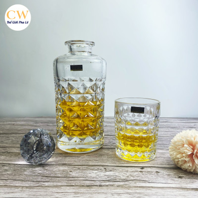 Bộ Bình Ly Rượu Mạnh Whisky Pha Lê Tiệp Khắc Chính Hãng Bohemia Crystalite Diamond