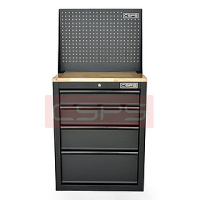 Tủ dụng cụ CSPS 61cm - 04 hộc kéo màu đen ván gỗ vách lưới