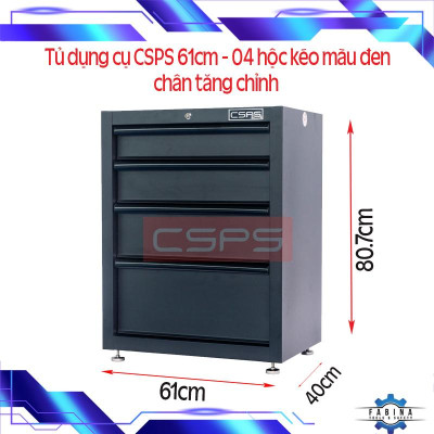 Tủ dụng cụ CSPS 61cm - 04 hộc kéo màu đen có chân tăng chỉnh