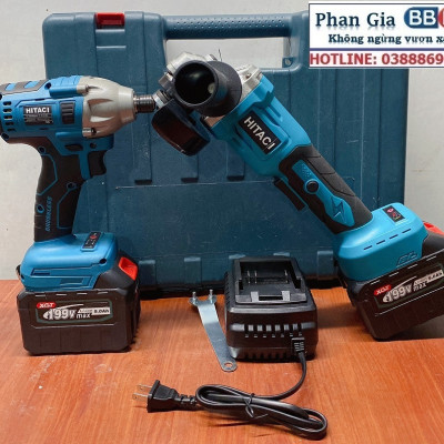 Bộ Combo 2 Trong 1 Gồm Máy Mài Góc Và Máy Chuyên Vít 199V 2 Pin 15 Cell, Động Cơ Không Than - Tặng Hộp Đựng (Bảo Hành 1 Năm)