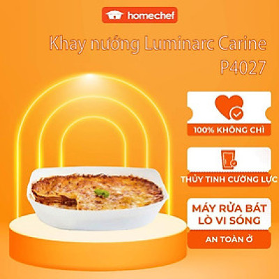 Khay nướng thủy tinh chịu nhiệt Luminarc Cuisine Carine 34x25 (cm) - P4027, dùng lò nướng, lò vi sóng | Hàng chính hãng