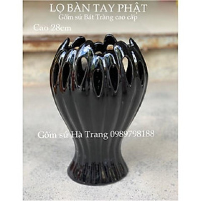 Lọ hoa bàn tay phật phiên bản màu đen huyền bí sang chảnh gốm sứ Bát Tràng cao cấp