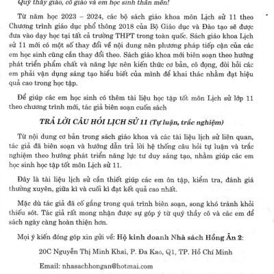Trả Lời Câu Hỏi Lịch Sử 11 - Tự Luận Và Trắc Nghiệm (Dùng Chung Cho Các Bộ SGK Hiện Hành) _HA