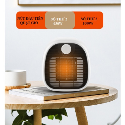 Máy Sưởi Gốm Mini Công Suất Lớn 1000W Cho Phòng Ngủ, Phòng Làm Việc, Không Gây Mùi, Hoạt Động Êm Ái Với 3 Chế Độ Sưởi - Hàng Chính Hãng KUNBE