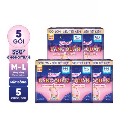 Combo 5 gói băng đêm dạng quần Diana size M-L 5 chiếc/gói