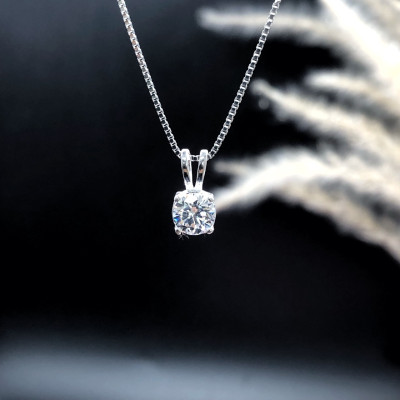 Dây Chuyền Bạc 925 Đá Tai Thỏ Dễ Thương Chính Hãng Bạc Hiểu Minh DMD503