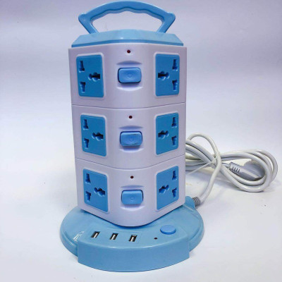 Ổ điện đa năng 3 tầng, có 12 lỗ cắm và 3 cổng usb, có công tắc bật tắt mỗi tầng, thích hợp mọi loại phích cắm khác nhau - Hàng chính hãng