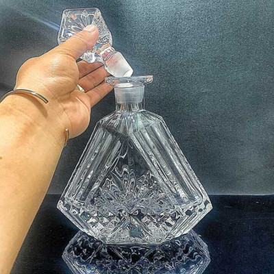 Chai Pha Lê Đựng Rượu 500ML cao cấp cực dày mẫu tam giác – nắp đặc mài nguyên khối - kín khí không cần gioăng – Chai Đựng Rượu Đẹp decor (P1) 