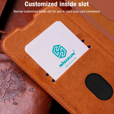 Bao da cho SamSung Galaxy S24 FE chính hãng Nillkin QIN có nắp trượt bảo vệ camera sau - Hàng chính hãng